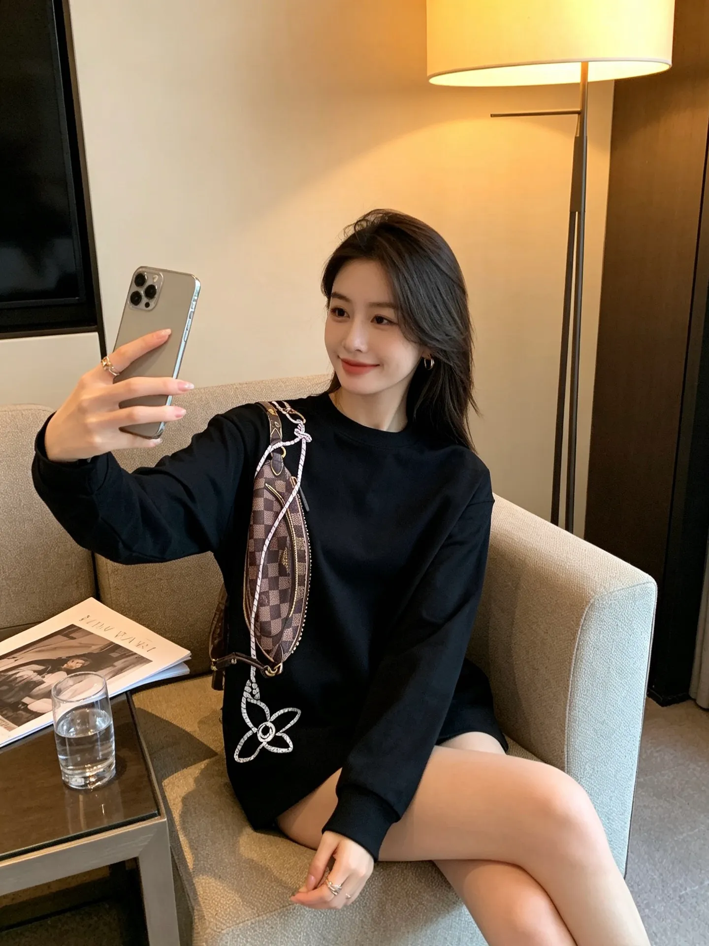 Louis Vuitton/Louis Vuitton chest bag printed long-sleeved T-shirt